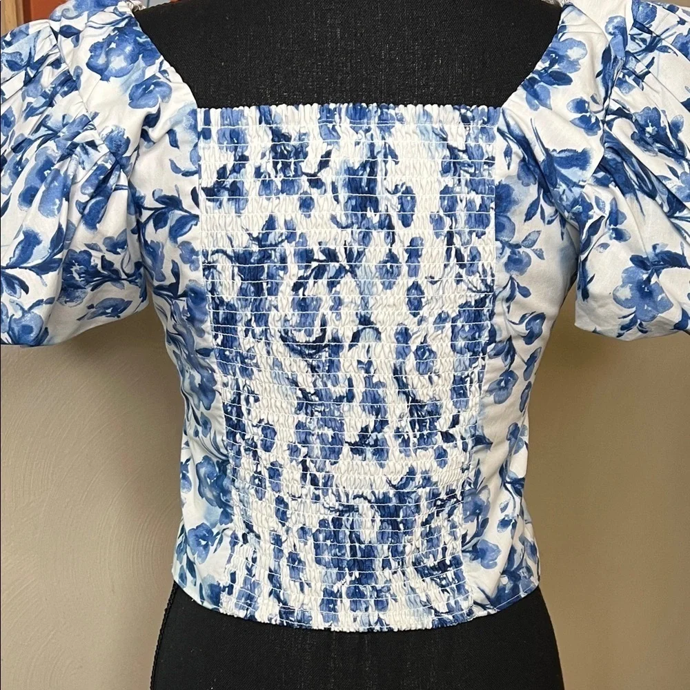 Abercrombie & Fitch Drama Puff Sleeve Sweetheart Floral Top Size S
